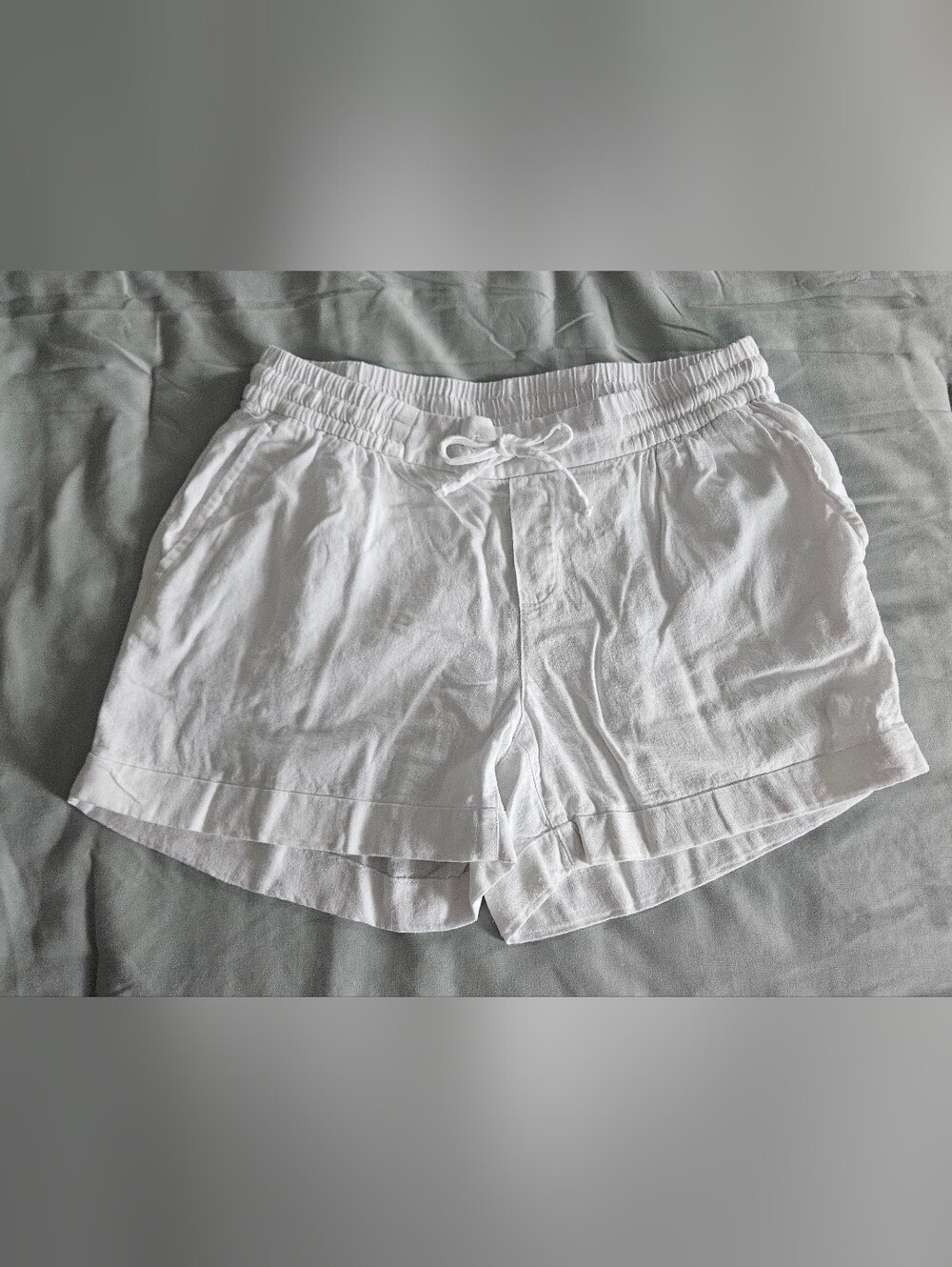 Old Navy White Linen-Blend Shorts with Drawstring